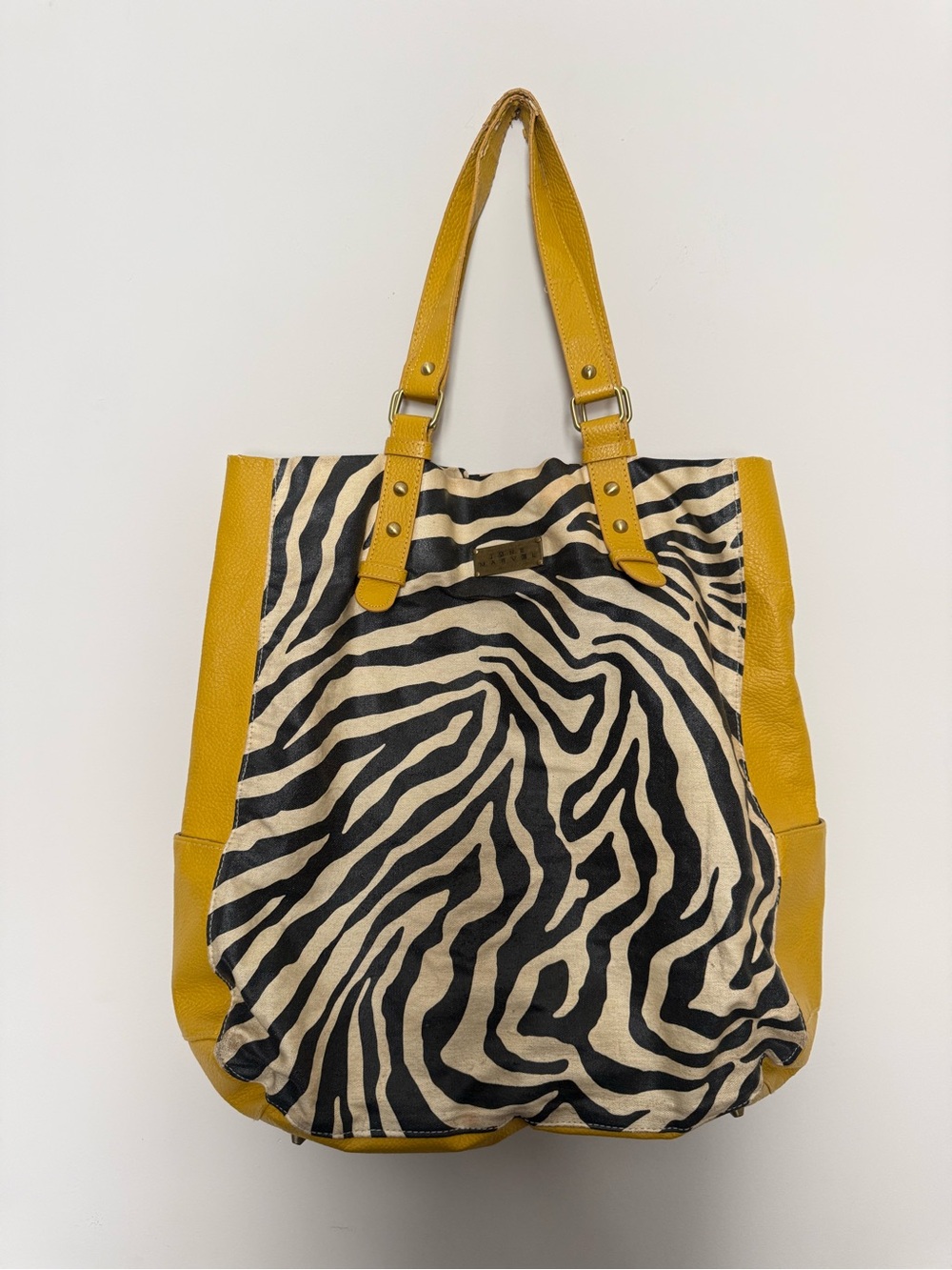 Stylish Zebra Print Tote Bag in Mustard Yellow